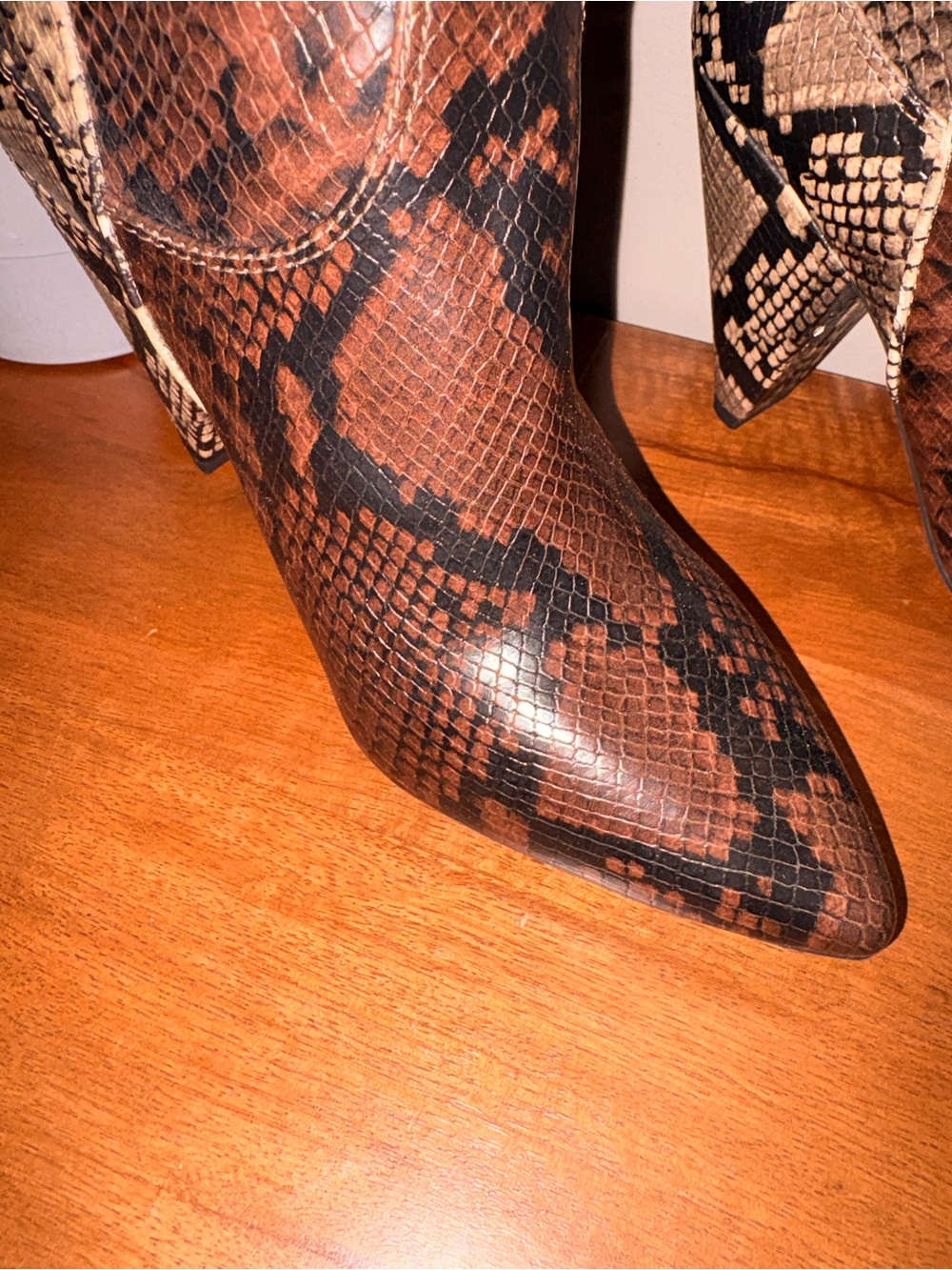 INC International Concepts Women’s Brown Snake-Print Western Boot - Picture 3 of 10
